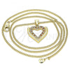 Oro Laminado Pendant Necklace, Gold Filled Style Heart Design, with Garnet and White Micro Pave, Polished, Golden Finish, 04.156.0371.1.20