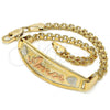 Oro Laminado ID Anklet, Gold Filled Style Polished, Tricolor, 03.63.1900.1.07