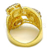 Oro Laminado Multi Stone Ring, Gold Filled Style with White Crystal, Polished, Golden Finish, 01.241.0019.09 (Size 9)