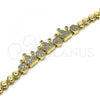 Oro Laminado Fancy Bracelet, Gold Filled Style Crown Design, with White Micro Pave, Polished, Golden Finish, 03.283.0184.08