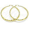 Oro Laminado Extra Large Hoop, Gold Filled Style Hollow Design, Diamond Cutting Finish, Golden Finish, 02.213.0441.70