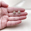 Oro Laminado Stud Earring, Gold Filled Style Dark Pink Enamel Finish, Golden Finish, 02.156.0735