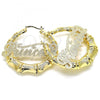 Oro Laminado Large Hoop, Gold Filled Style Nameplate and Bamboo Design, Polished, Golden Finish, 02.63.2679.60