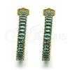 Oro Laminado Stud Earring, Gold Filled Style with Blue Topaz Cubic Zirconia, Polished, Golden Finish, 02.64.0642.4