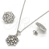 Sterling Silver Earring and Pendant Adult Set, with White Cubic Zirconia, Polished, Rhodium Finish, 10.175.0019