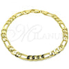 Oro Laminado Basic Anklet, Gold Filled Style Figaro Design, Polished, Golden Finish, 5.222.012.10