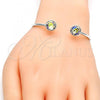 Rhodium Plated Individual Bangle, with Luminous Green Swarovski Crystals, Polished, Rhodium Finish, 07.239.0007.12 (03 MM Thickness, One size fits all)