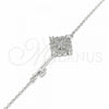 Sterling Silver Fancy Bracelet, key Design, with White Cubic Zirconia, Polished, Rhodium Finish, 03.336.0076.08