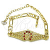 Oro Laminado Fancy Bracelet, Gold Filled Style with Garnet Crystal, Polished, Golden Finish, 03.351.0034.1.08