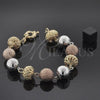 Oro Laminado Fancy Bracelet, Gold Filled Style Ball Design, Matte Finish, Tricolor, 5.006.005