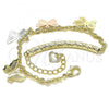 Oro Laminado Charm Bracelet, Gold Filled Style Butterfly Design, Diamond Cutting Finish, Tricolor, 03.351.0101.07