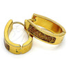 Stainless Steel Huggie Hoop, with Multicolor Opal, Polished, Golden Finish, 02.230.0005.16