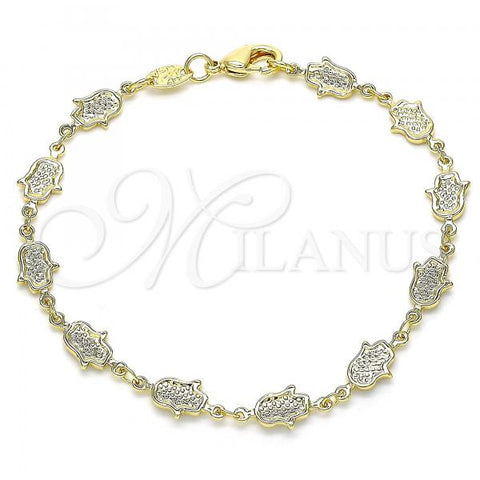 Oro Laminado Fancy Bracelet, Gold Filled Style Hand of God Design, Polished, Golden Finish, 03.326.0017.08