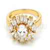 Oro Laminado Multi Stone Ring, Gold Filled Style with White Cubic Zirconia, Polished, Golden Finish, 01.210.0050.08 (Size 8)
