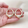 Oro Laminado Medium Hoop, Gold Filled Style Heart and Hollow Design, Polished, Tricolor, 02.170.0507.35