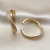 Oro Laminado Huggie Hoop, Gold Filled Style Evil Eye Design, with White Micro Pave, Polished, Golden Finish, 02.195.0353.30