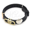 Oro Laminado Fancy Bracelet, Gold Filled Style Heart Design, with White Micro Pave, Polished, Tricolor, 03.63.1929.2.08