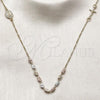 Oro Laminado Fancy Necklace, Gold Filled Style Guadalupe and Crucifix Design, with White Micro Pave, Diamond Cutting Finish, Tricolor, 04.253.0031.20