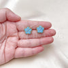 Oro Laminado Stud Earring, Gold Filled Style Flower Design, with Turquoise Opal, Polished, Golden Finish, 02.313.0004.4