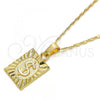 Oro Laminado Pendant Necklace, Gold Filled Style Money Sign Design, Polished, Golden Finish, 04.242.0090.24