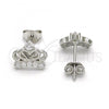 Sterling Silver Stud Earring, Crown Design, with White Cubic Zirconia, Polished,, 02.285.0044