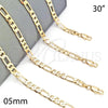 Oro Laminado Basic Necklace, Gold Filled Style Figaro Design, Polished, Golden Finish, 5.222.014.30
