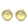 Oro Laminado Stud Earring, Gold Filled Style with White Micro Pave, Polished, Golden Finish, 02.156.0327