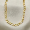Oro Laminado Basic Necklace, Gold Filled Style Pave Figaro Design, Polished, Golden Finish, 04.213.0185.24