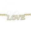 Oro Laminado Pendant Necklace, Gold Filled Style Nameplate and Love Design, Polished, Golden Finish, 04.63.1386.18