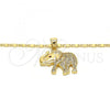 Oro Laminado Pendant Necklace, Gold Filled Style Elephant Design, with White and Ruby Micro Pave, Polished, Golden Finish, 04.199.0004.20