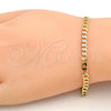 Oro Laminado Basic Bracelet, Gold Filled Style Curb Design, Polished, Golden Finish, 5.222.006.07