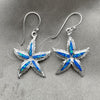 Sterling Silver Dangle Earring, Star Design, with Bermuda Blue Opal, Polished, Silver Finish, 02.391.0009