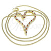 Oro Laminado Pendant Necklace, Gold Filled Style Heart Design, with Garnet and White Cubic Zirconia, Polished, Golden Finish, 04.156.0361.1.20