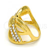 Oro Laminado Multi Stone Ring, Gold Filled Style with White Crystal, Polished, Golden Finish, 01.241.0037.08 (Size 8)