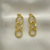 Oro Laminado Long Earring, Gold Filled Style with White Micro Pave, Polished, Golden Finish, 02.341.0070