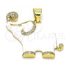 Oro Laminado Fancy Pendant, Gold Filled Style Elephant Design, with White Micro Pave, White Enamel Finish, Golden Finish, 05.362.0003