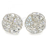 Rhodium Plated Stud Earring, Flower Design, with White Cubic Zirconia, Polished, Rhodium Finish, 02.106.0018.1