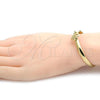 Oro Laminado Individual Bangle, Gold Filled Style Flower Design, Polished, Golden Finish, 07.192.0014.03 (12 MM Thickness, Size 3 - 2.00 Diameter)