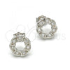 Sterling Silver Stud Earring, with White Micro Pave, Polished, Rhodium Finish, 02.175.0058