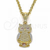 Oro Laminado Fancy Pendant, Gold Filled Style Owl Design, Polished, Tricolor, 05.351.0037
