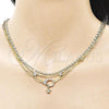 Oro Laminado Fancy Necklace, Gold Filled Style Paperclip and Miami Cuban Design, with White Micro Pave, Polished, Golden Finish, 04.213.0359.16