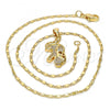 Oro Laminado Pendant Necklace, Gold Filled Style Elephant Design, with White Micro Pave, Polished, Golden Finish, 04.233.0017.18