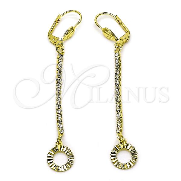 Oro Laminado Long Earring, Gold Filled Style with  Cubic Zirconia, Golden Finish, 5.105.013