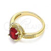 Oro Laminado Multi Stone Ring, Gold Filled Style with Garnet Cubic Zirconia, Polished, Golden Finish, 01.284.0042.1.07