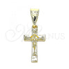 Oro Laminado Religious Pendant, Gold Filled Style Crucifix Design, Polished, Golden Finish, 05.253.0138