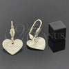 Oro Laminado Dangle Earring, Gold Filled Style Heart Design, Golden Finish, 02.63.1008