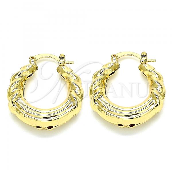 Oro Laminado Small Hoop, Gold Filled Style Hollow Design, Polished, Golden Finish, 02.163.0115.25