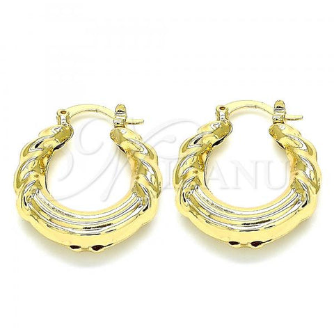 Oro Laminado Small Hoop, Gold Filled Style Hollow Design, Polished, Golden Finish, 02.163.0115.25