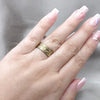 Stainless Steel Mens Ring, Leaf Design, Blue Polished, Golden Finish, 01.63.0688.10