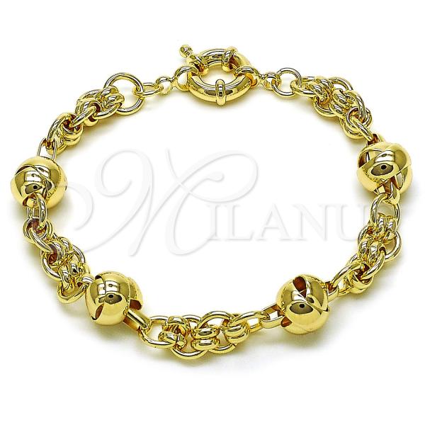 Oro Laminado Fancy Bracelet, Gold Filled Style Love Knot Design, Polished, Golden Finish, 03.415.0013.08